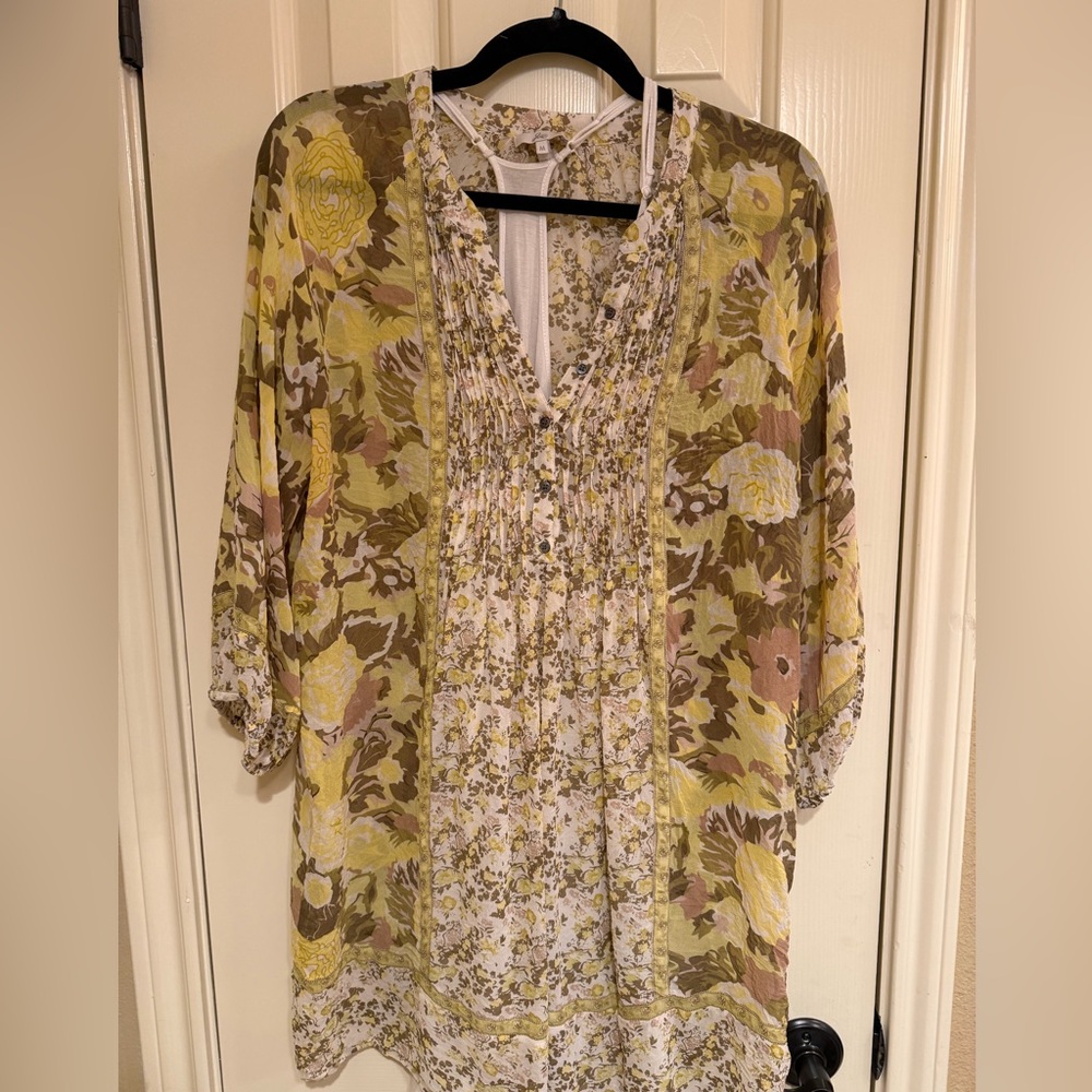 Joie Yellow and Cream Floral Mini Dress